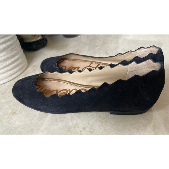 Sam Edelman Francis scalloped black suede leather flats Sz 9-1/2 EUC - Picture 9 of 10